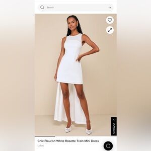 Lulu's White Rosette Train Mini Dress size XL